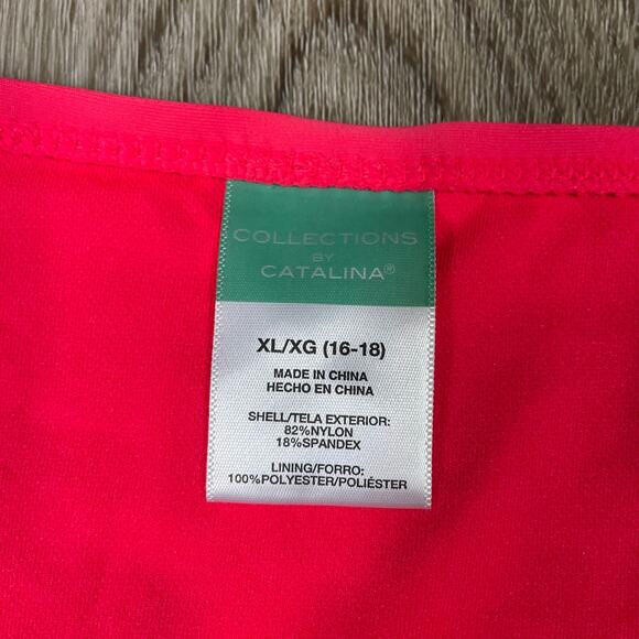 Catalina XL 16-18 Hot Pink Adjustable Ruched High Waist Swim Bottom Bikini - Picture 3 of 9